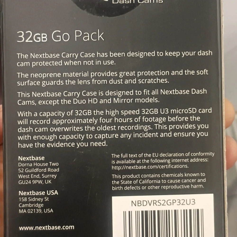 Nextbase 32GB U3 SD Card with Go Pack Go Pro Dash Carrying Case Camer GPS New